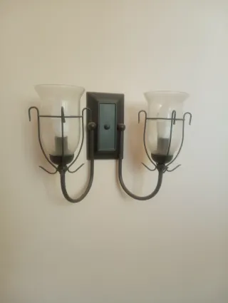 Aplique de pared doble cristal y metal