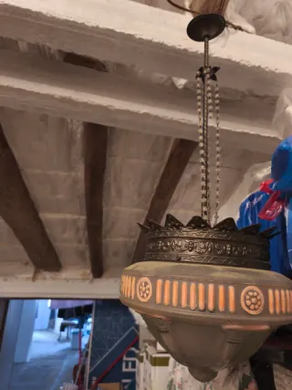 Lámpara colgante vintage bronce y cristal