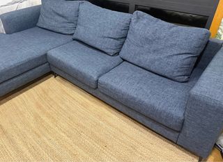 Sofá chaise longue azul de tela