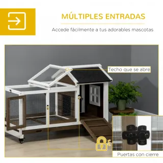 Conejera Madera con Ruedas