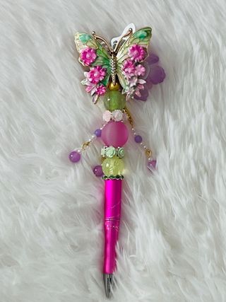 Bolígrafo mariposa flores