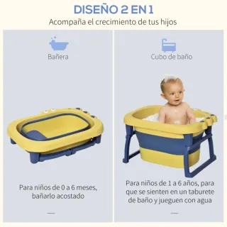 NUEVA!!! BAÑERA Plegable Bebé Amarilla y Azul