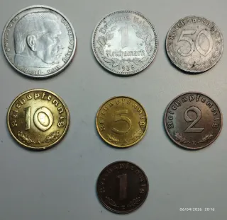 7 monedas 1938 III Reich Alemania incluido silver