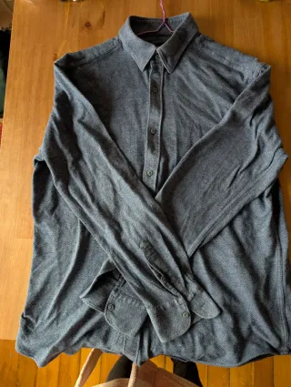 Massimo Dutti Camisa Azul Tejido Italiano