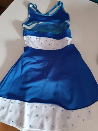 Vestidos patinaje artístico azul y blanco