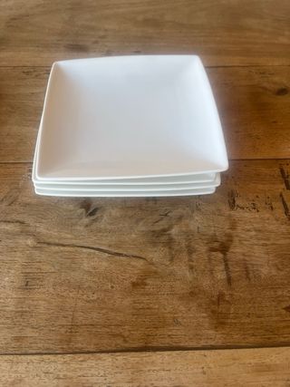 12 Platos Cuadrados Blancos Porcelana