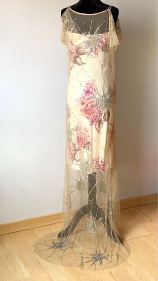 Vestido JOYA Beige y Rosa Talla M