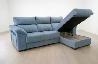 Sofá Chaiselongue Azul 3 Plazas