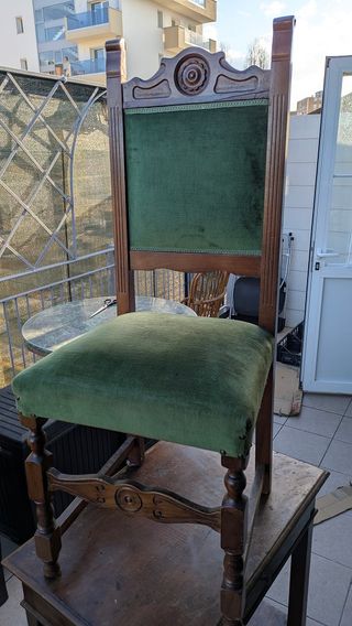 Set 5 Sedie Antiche Imbottitura Verde