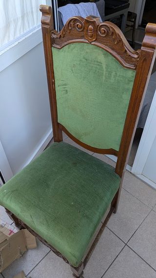 Set 5 Sedie Antiche Imbottitura Verde