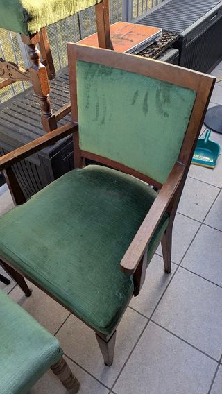 Set 5 Sedie Antiche Imbottitura Verde