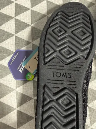 TOMS Alpargata Negra Crochet Mujer Talla 38.5