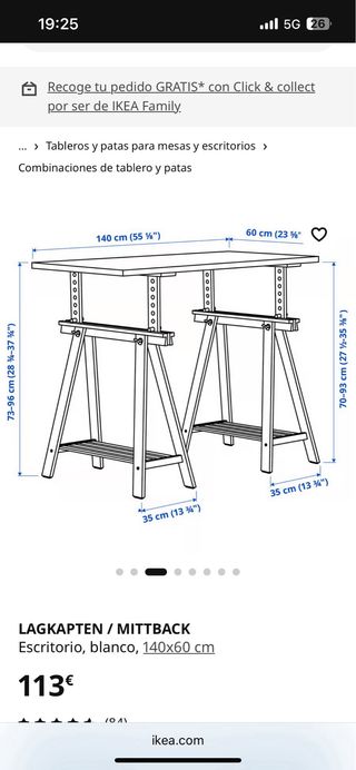 Escritorio Ikea Gris y Blanco