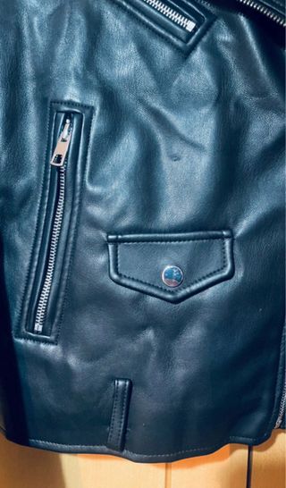 Chaqueta Biker Efecto Piel Zara Negra Talla M