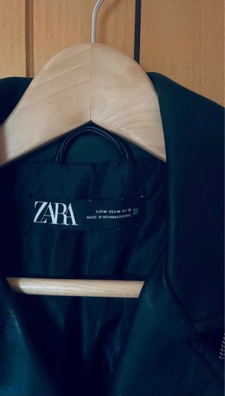 Chaqueta Biker Efecto Piel Zara Negra Talla M