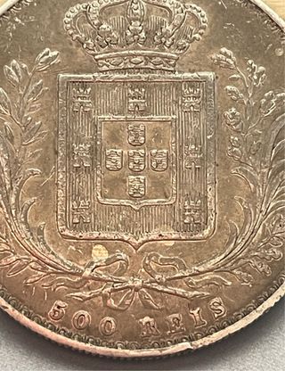 Moneda de 500 Reis, Portugal, 1879. Luis I