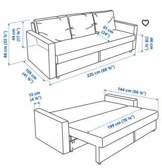 Sofá Cama IKEA FRIHETEN 3 Plazas Gris