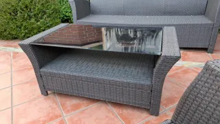 Conjunto Muebles Jardín Ratán sintético gris