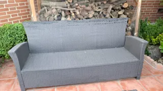 Conjunto Muebles Jardín Ratán sintético gris