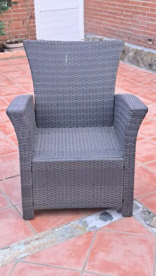 Conjunto Muebles Jardín Ratán sintético gris