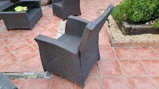 Conjunto Muebles Jardín Ratán sintético gris