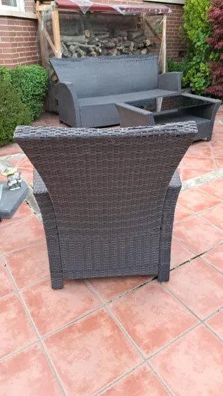 Conjunto Muebles Jardín Ratán sintético gris
