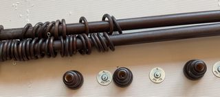 Barra Cortina Madera Castaño 245cm con accesorios