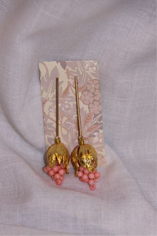 Pendientes racimo cuentas coral