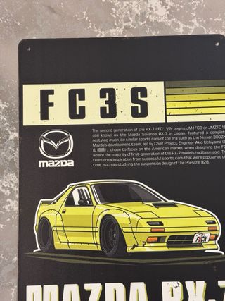 Placa cartel metálico Mazda RX-7 FC3S