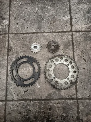 Coronas y piñones pitbike
