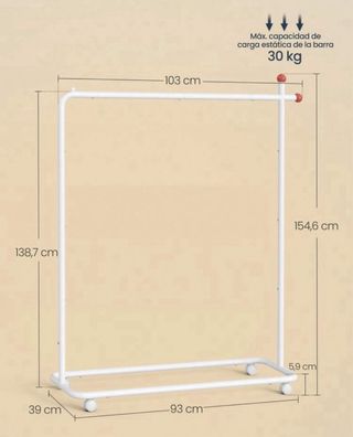 Burro perchero de metal blanco