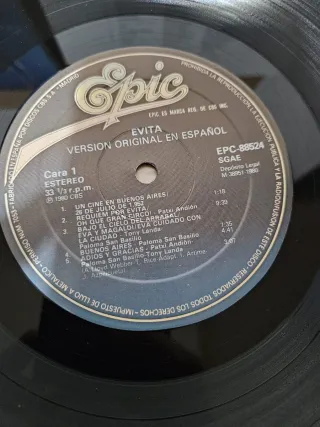 Vinilo Evita - Reparto Original Madrid