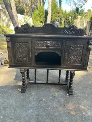 Mueble consola madera tallada antiguo