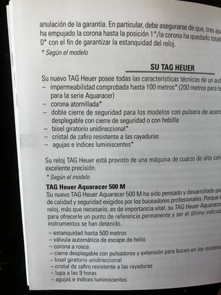 Manual TAG Heuer Aquaracer