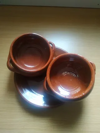 Juego Barro Esmaltado Cuenco y Plato