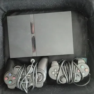 Consola PS2 Slim Sony Negra + 2 Mandos + funda