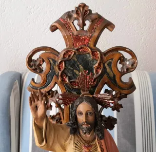 Sagrado Corazón Talla Religiosa 55cm. Sello Vich
