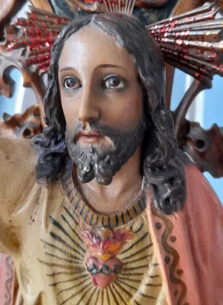 Sagrado Corazón Talla Religiosa 55cm. Sello Vich