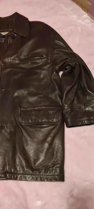 Chaqueta americana de piel marrón