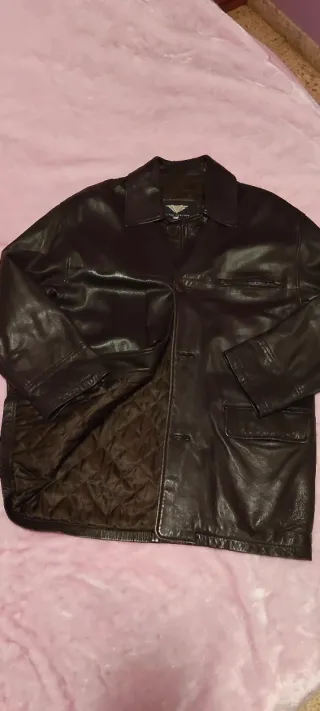 Chaqueta americana de piel marrón