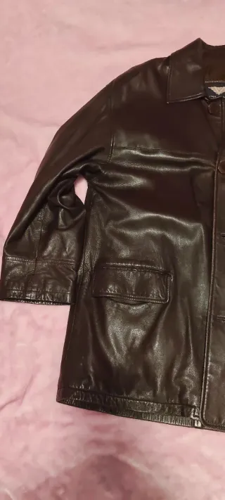 Chaqueta americana de piel marrón