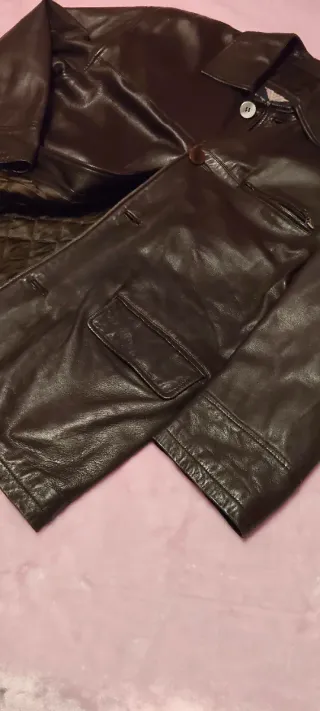 Chaqueta americana de piel marrón