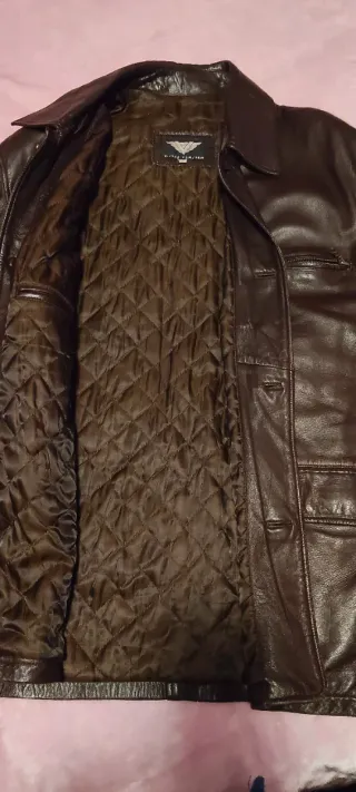 Chaqueta americana de piel marrón