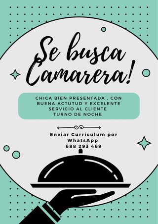 se busca Camarera Bar latino