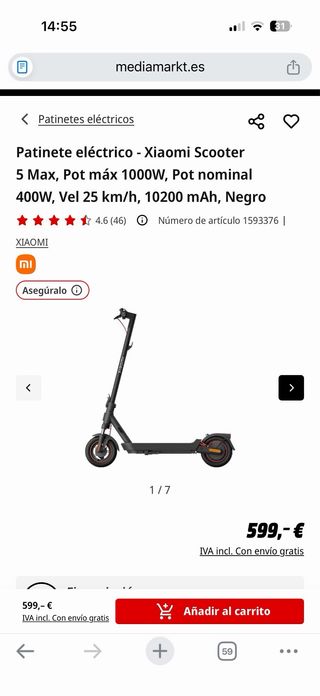 Patinete Eléctrico Xiaomi 5 Plus