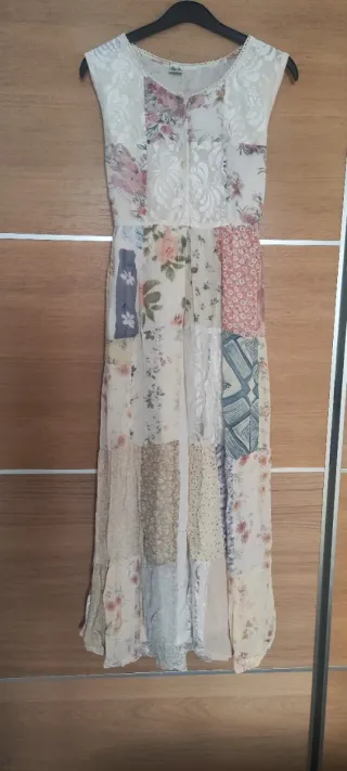 Vestito lungo patchwork floreale