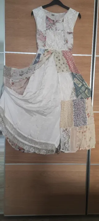 Vestito lungo patchwork floreale