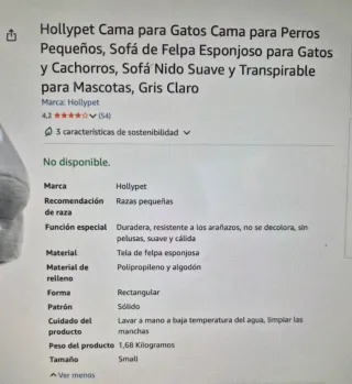 Cama/Sofá para Perros o Gatos Hollypet talla Small