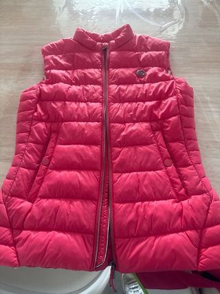 Chaleco plumas el ganso mujer talla S. Nuevo.Rosa