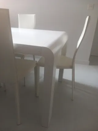 Mesa comedor extensible blanca 8 personas